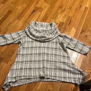 Black and white cowl neck sweater